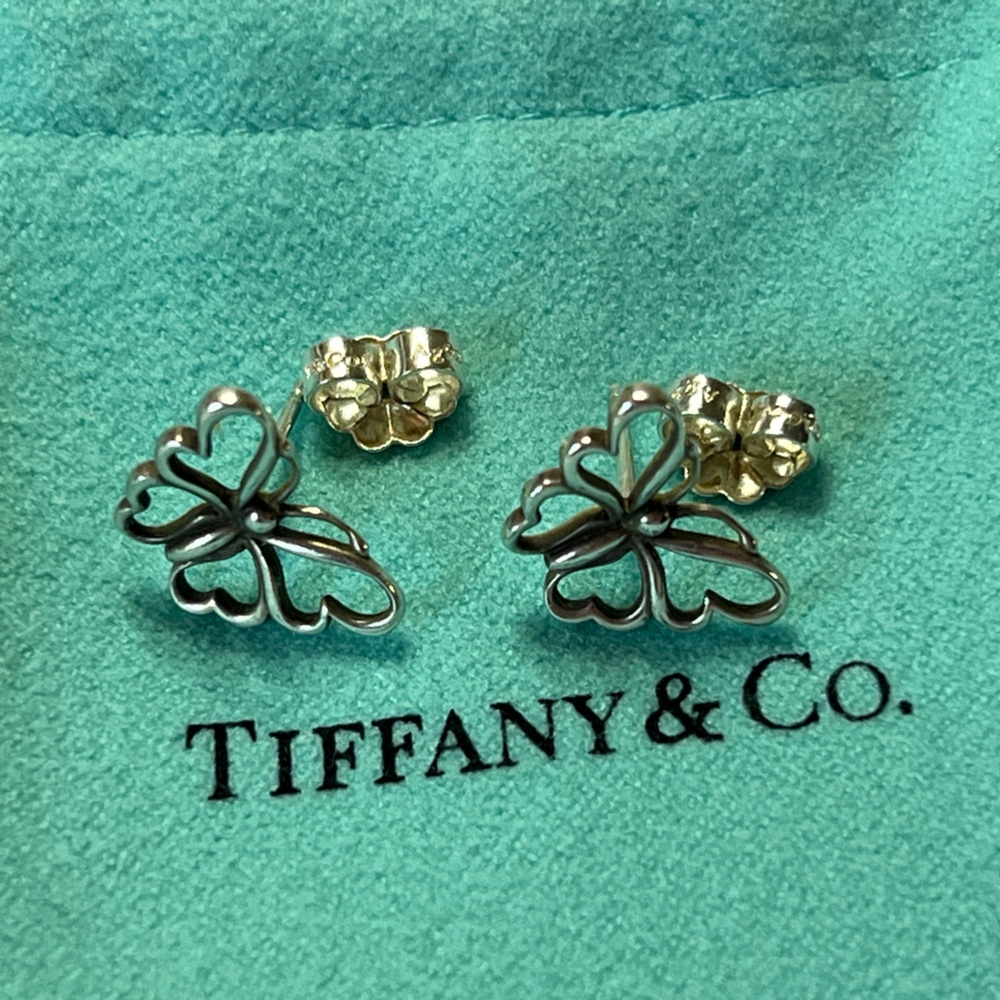 Tiffany & Co Butterfly Earrings Studs Nature Lover Garden Stencil Earrings - Picture 3 of 10